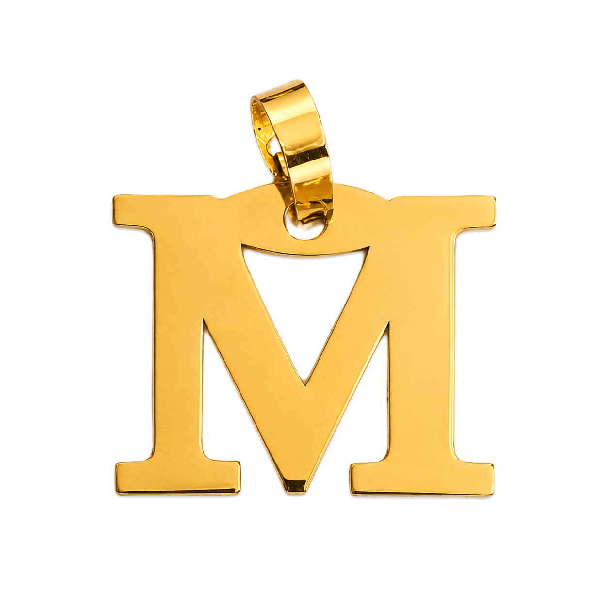 18K Yellow Gold Letter M Initial Pendant