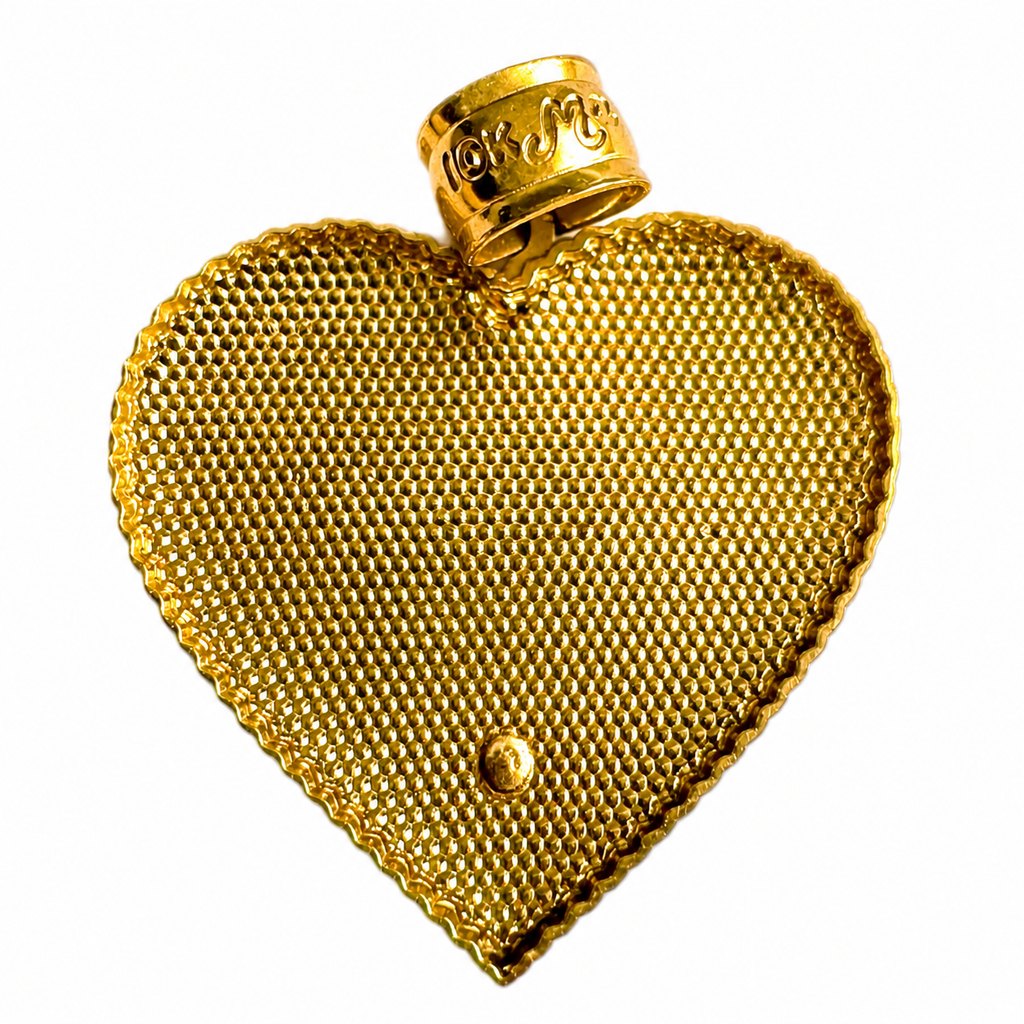10K Yellow Gold Heart Floral Pendant