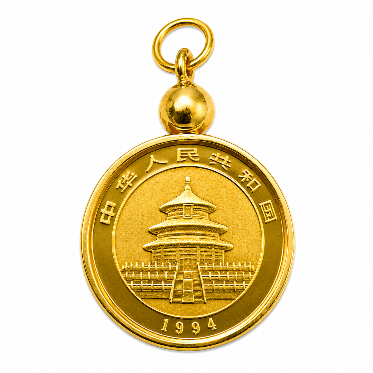 24K Yellow Gold Panda Coin Pendant