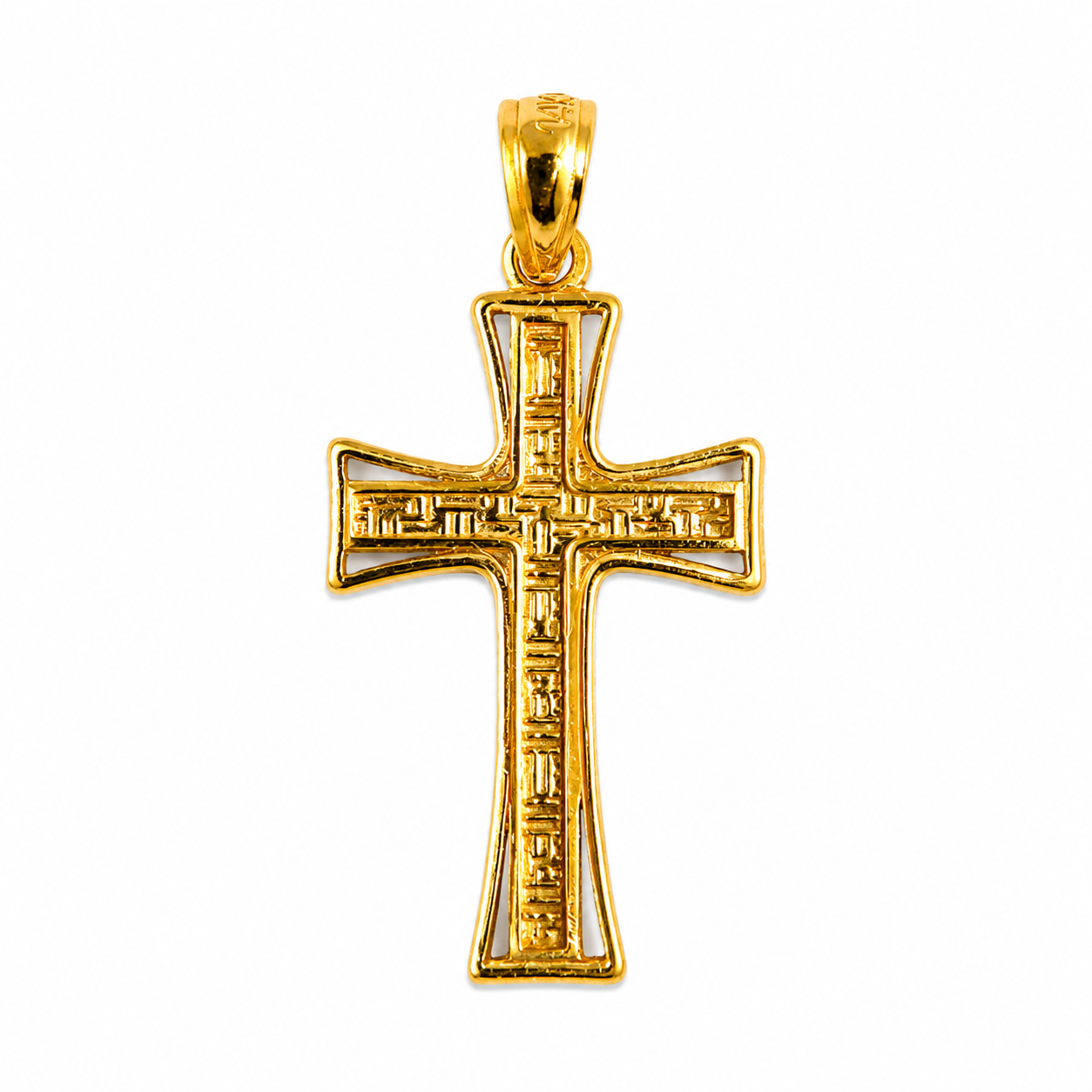 14K Yellow Gold Diamond-Cut Cross Pendant