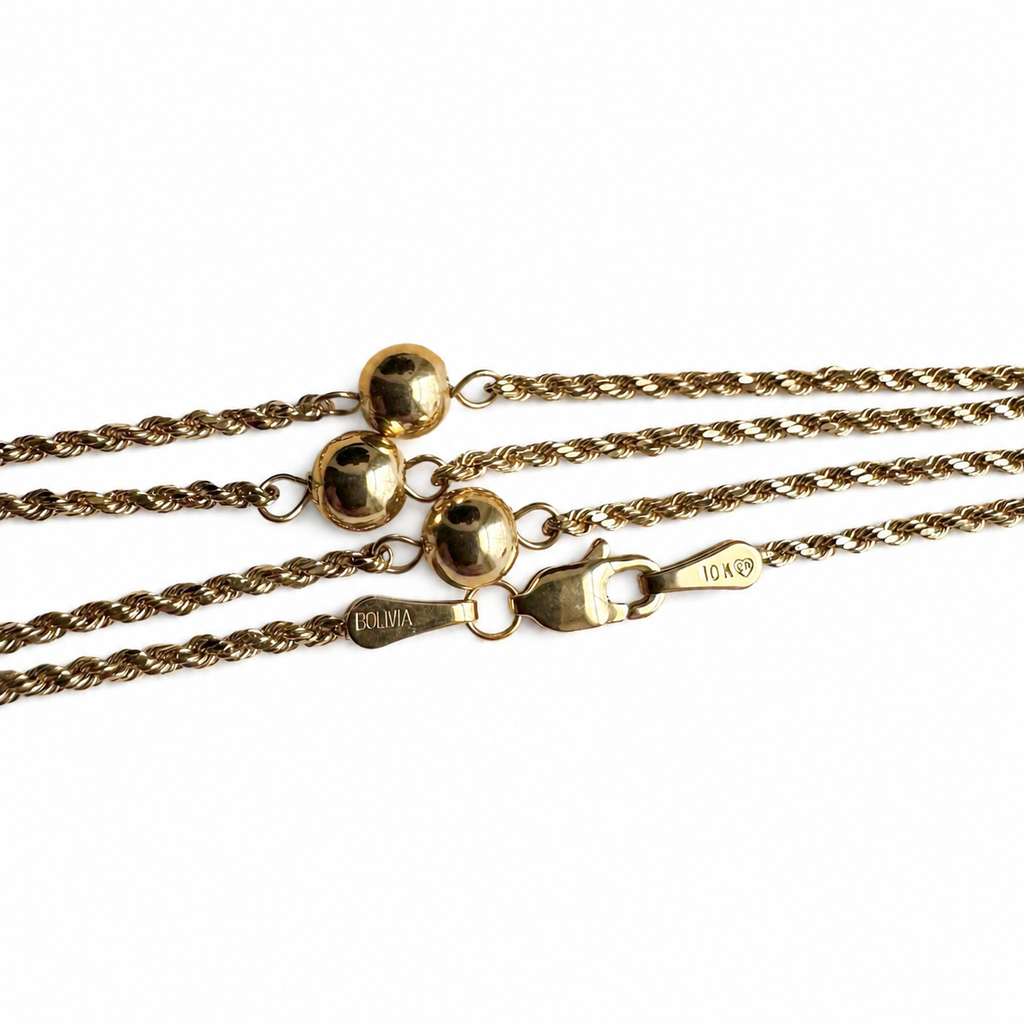 10K Yellow Gold Rope Chain with Bead Accents 54" 1.5MM