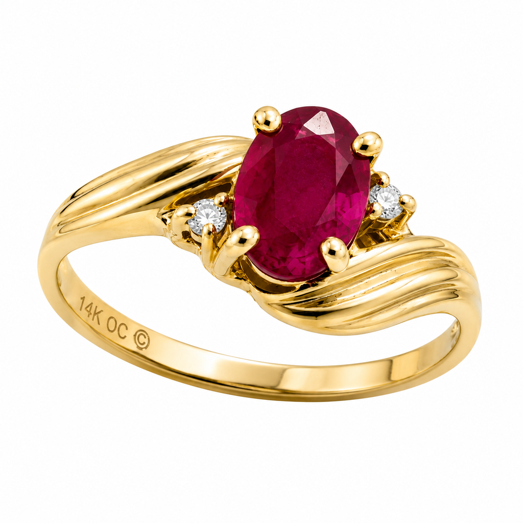 Ruby & Diamond Accent Ring 14K Gold