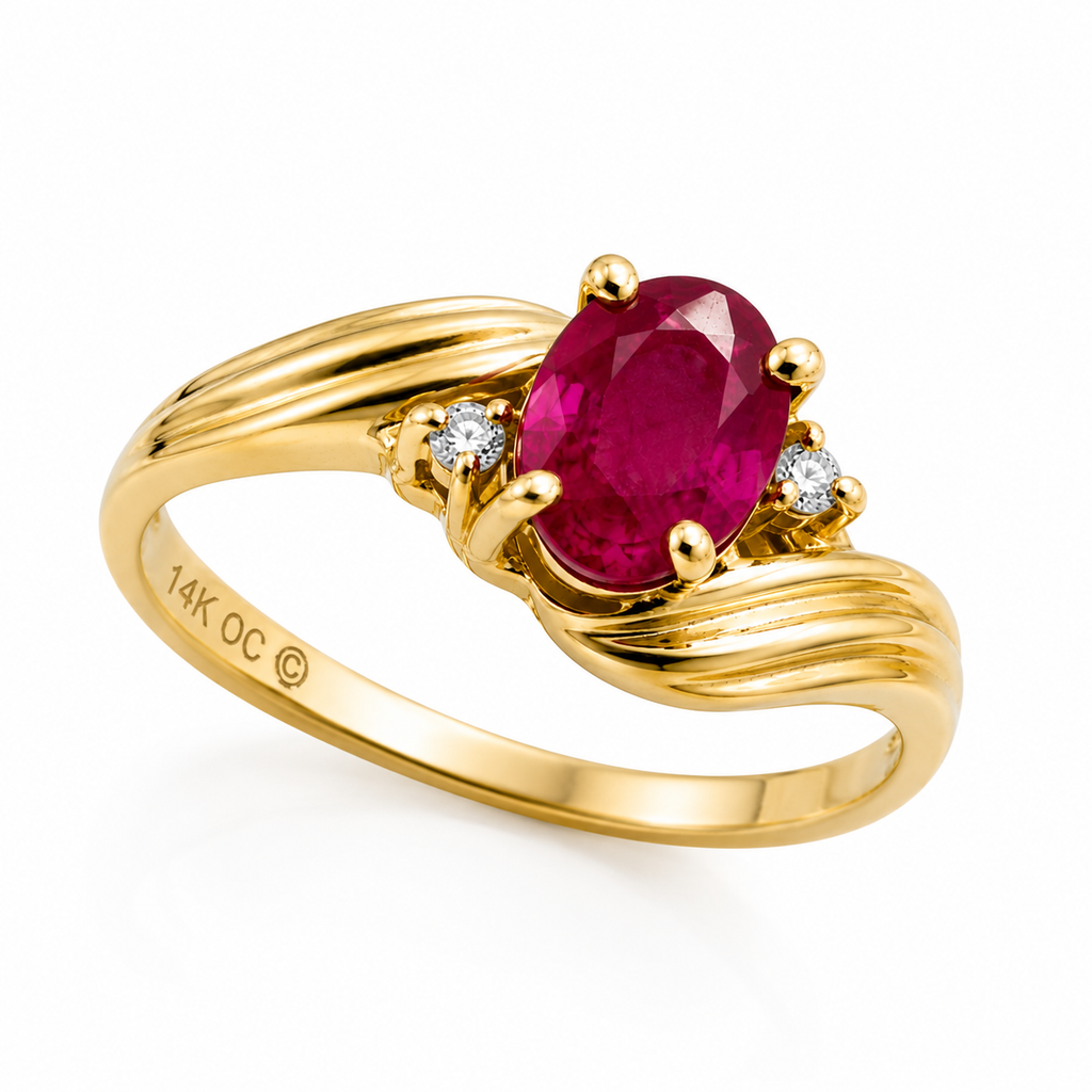 Ruby & Diamond Accent Ring 14K Gold