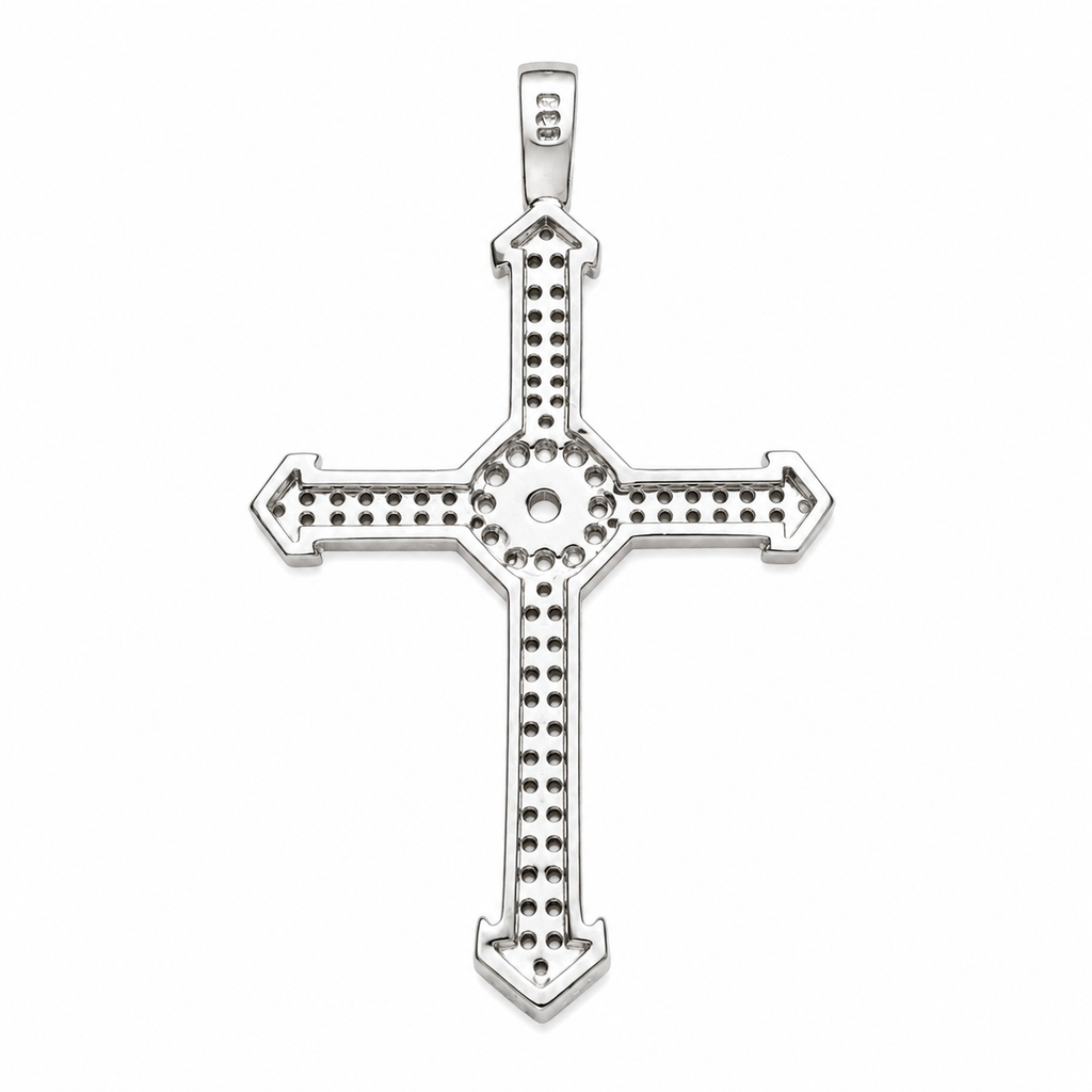Iced 925 Sterling Silver Cross Pendant