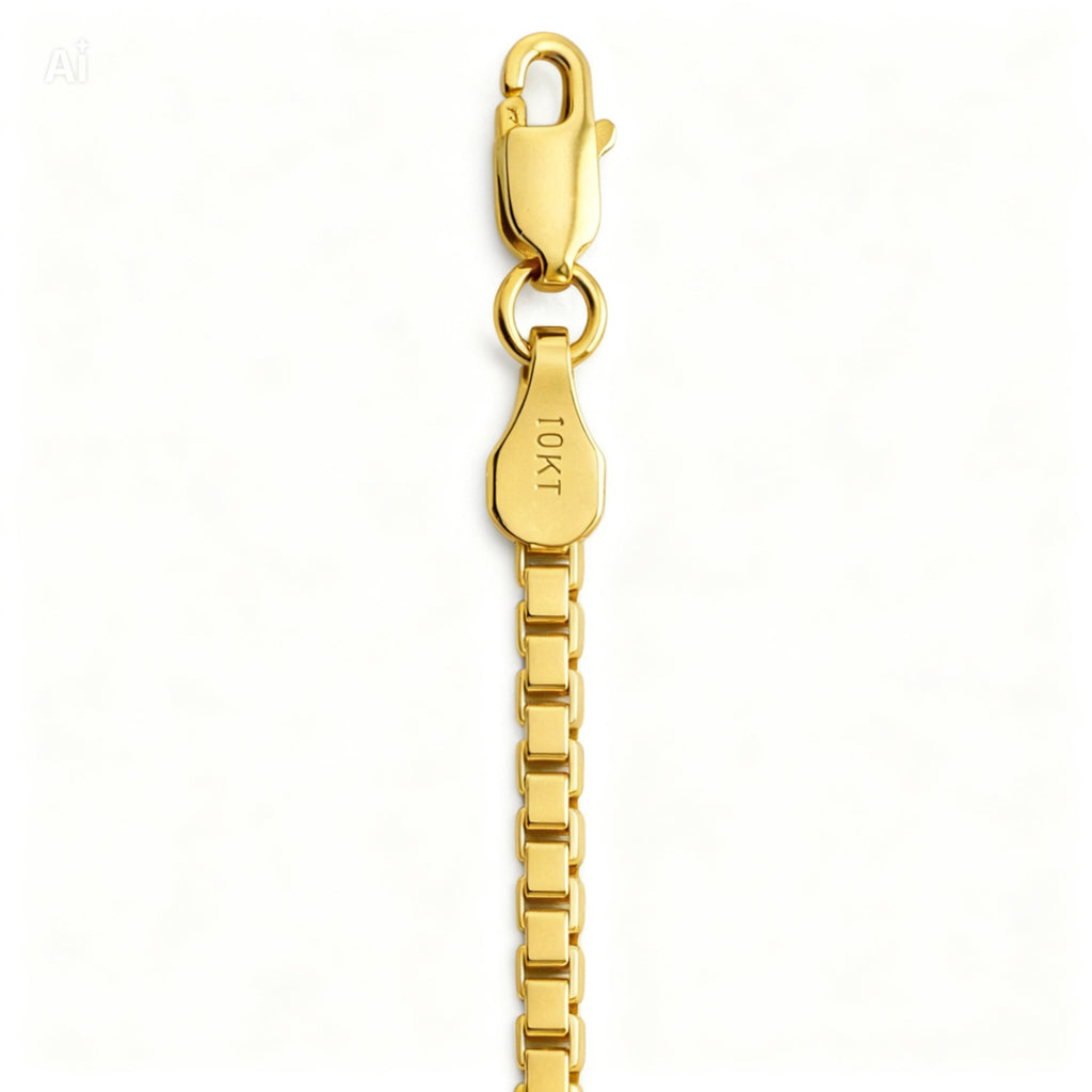 10K Yellow Gold Box Chain Bracelet 7" 3MM