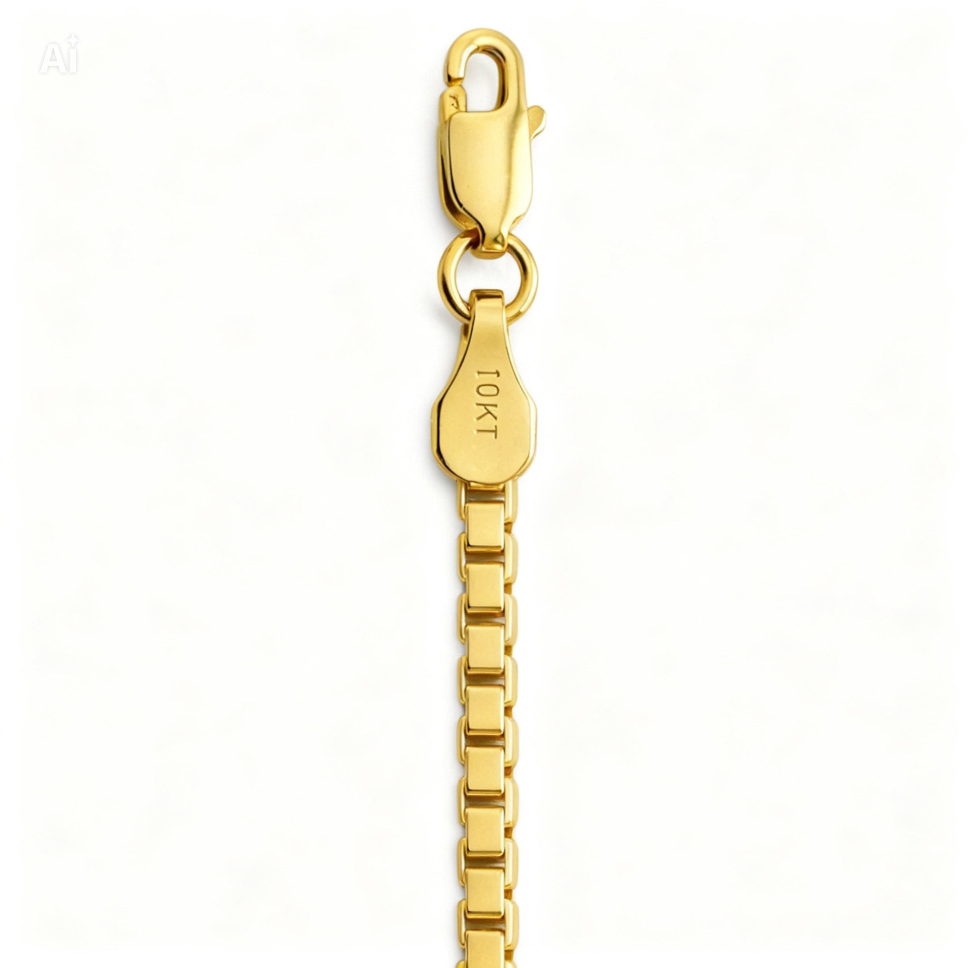 10K Yellow Gold Box Chain Bracelet 7" 3MM