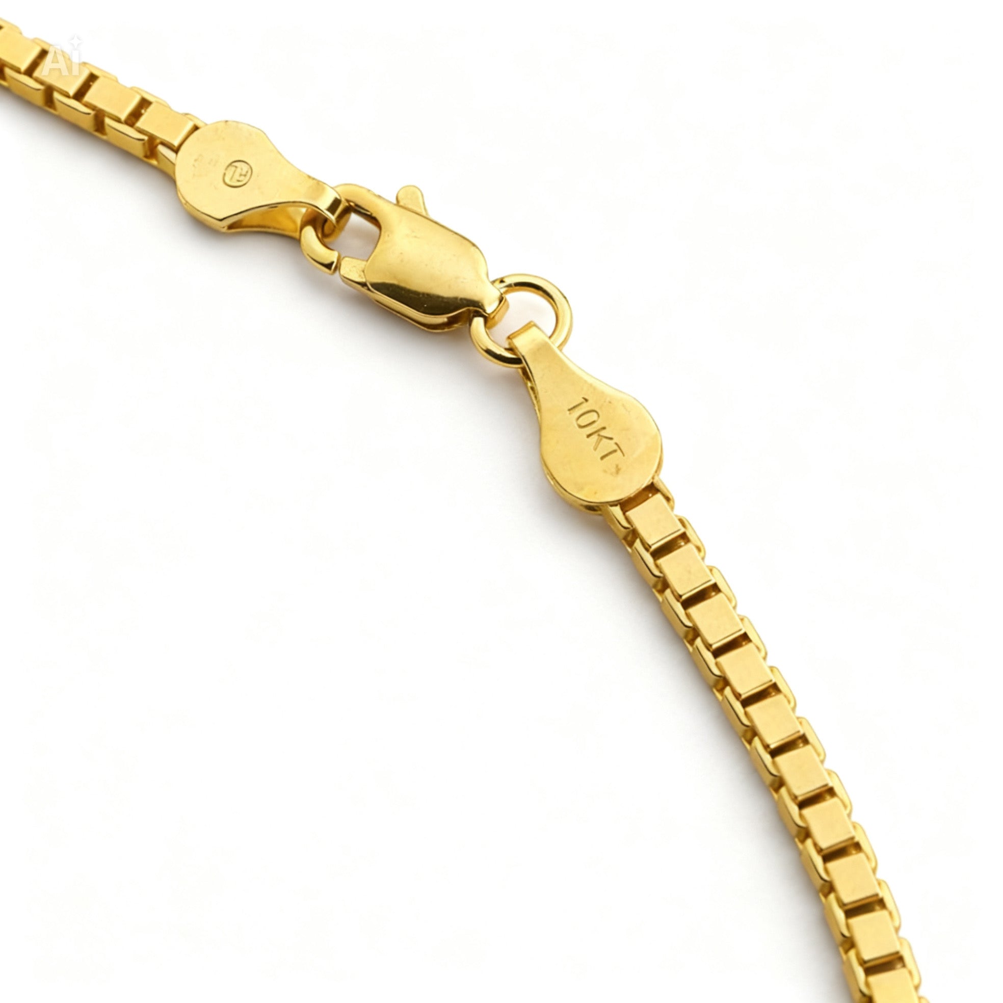10K Yellow Gold Box Chain Bracelet 7" 3MM