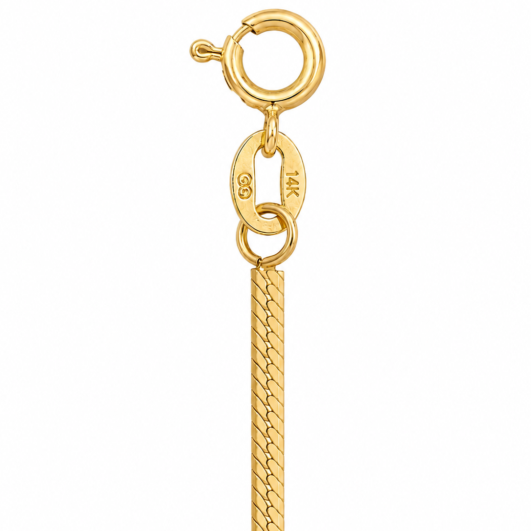 14K Yellow Gold Herringbone Bracelet 7” 1.8MM