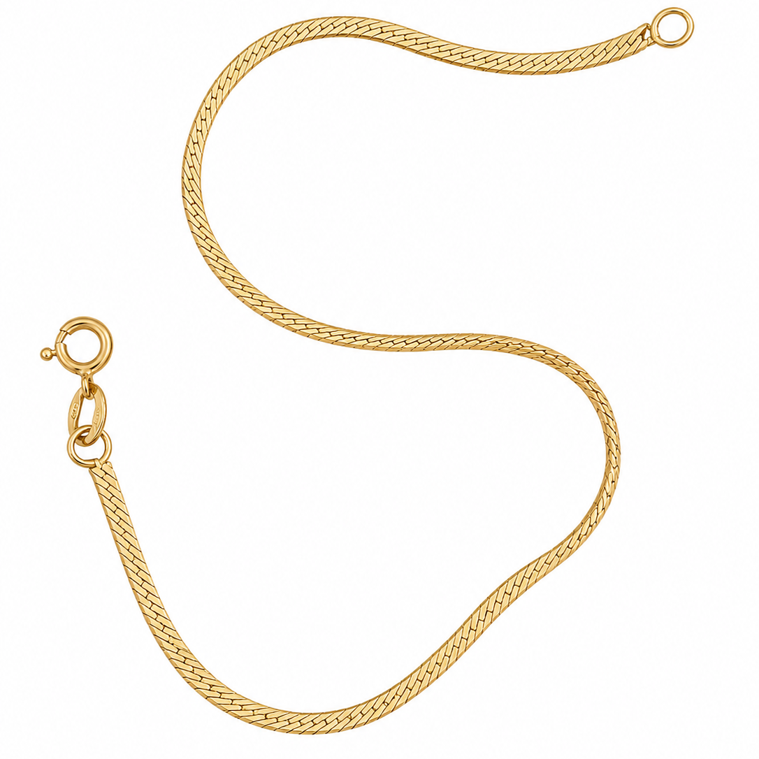 14K Yellow Gold Herringbone Bracelet 7” 1.8MM