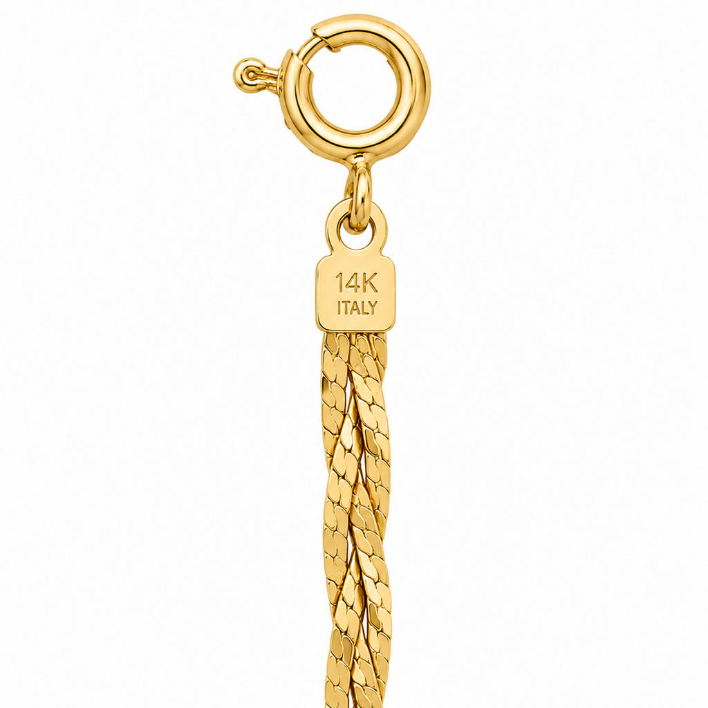 14K Yellow Gold Braided Bracelet 7.3” 2.2MM
