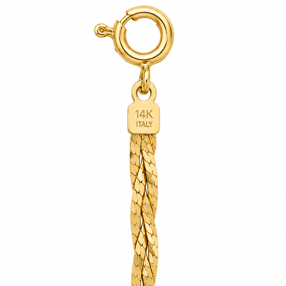 14K Yellow Gold Braided Bracelet 7.3” 2.2MM