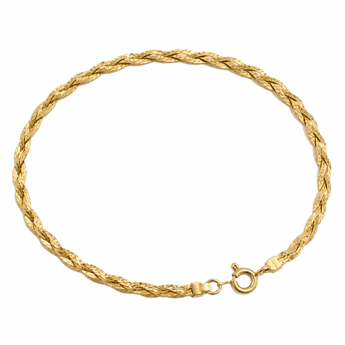 14K Yellow Gold Braided Bracelet 7.3” 2.2MM