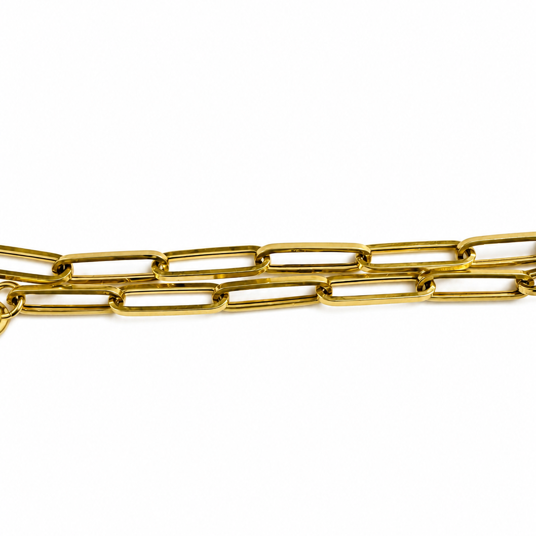 14K Yellow Gold Paperclip Bracelet 7.5” 4MM