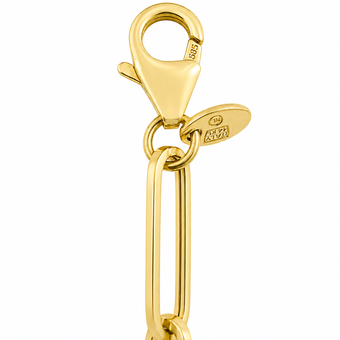 14K Yellow Gold Paperclip Bracelet 7.5” 4MM