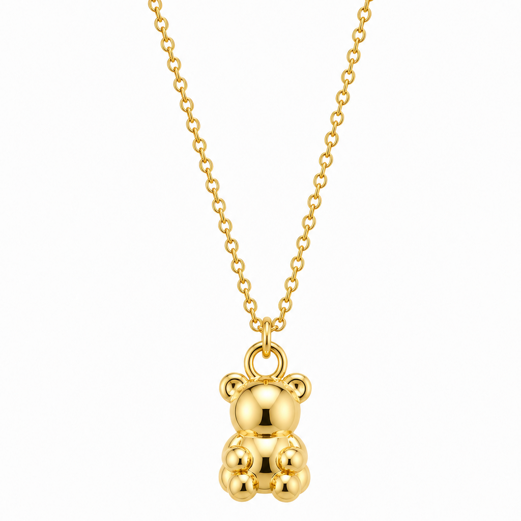 14K Yellow Gold Teddy Bear Pendant on Rolo Chain 20” 0.5MM