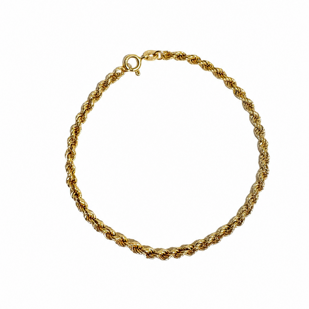 14K Yellow Gold Diamond-Cut Rope Bracelet 7.5” 4.3MM