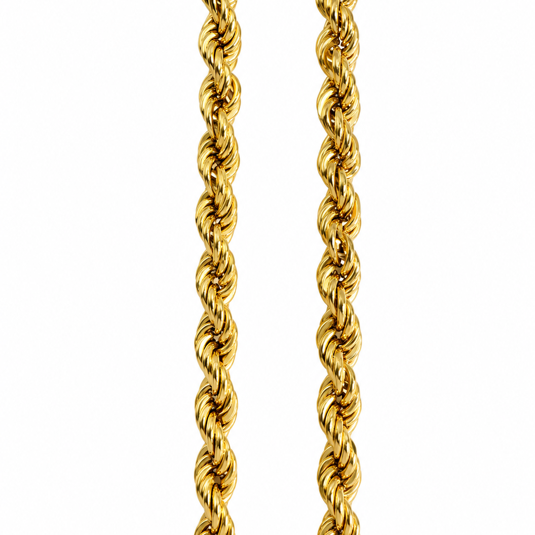 14K Yellow Gold Diamond-Cut Rope Bracelet 7.5” 4.3MM