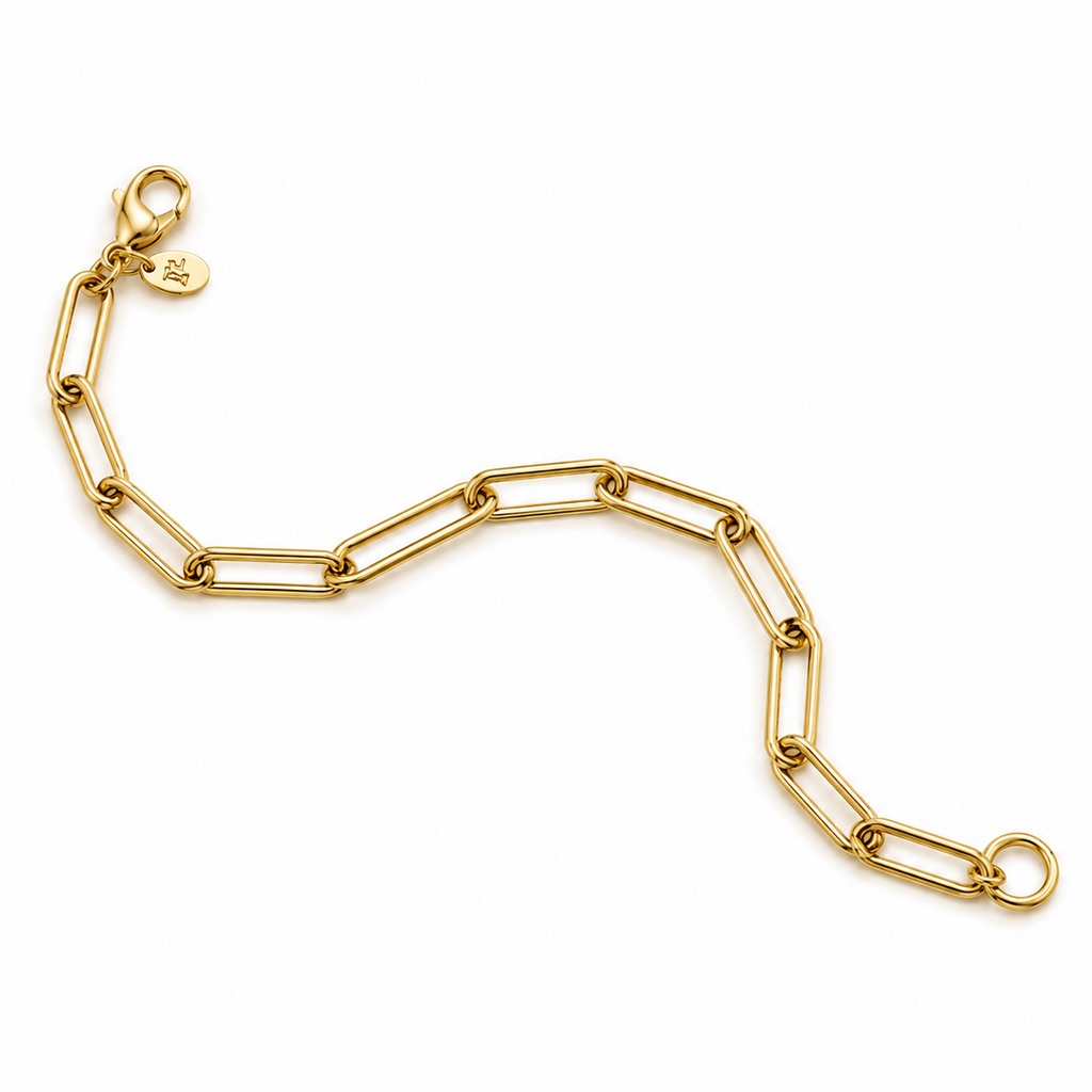14K Yellow Gold Paperclip Bracelet 7.5” 4MM