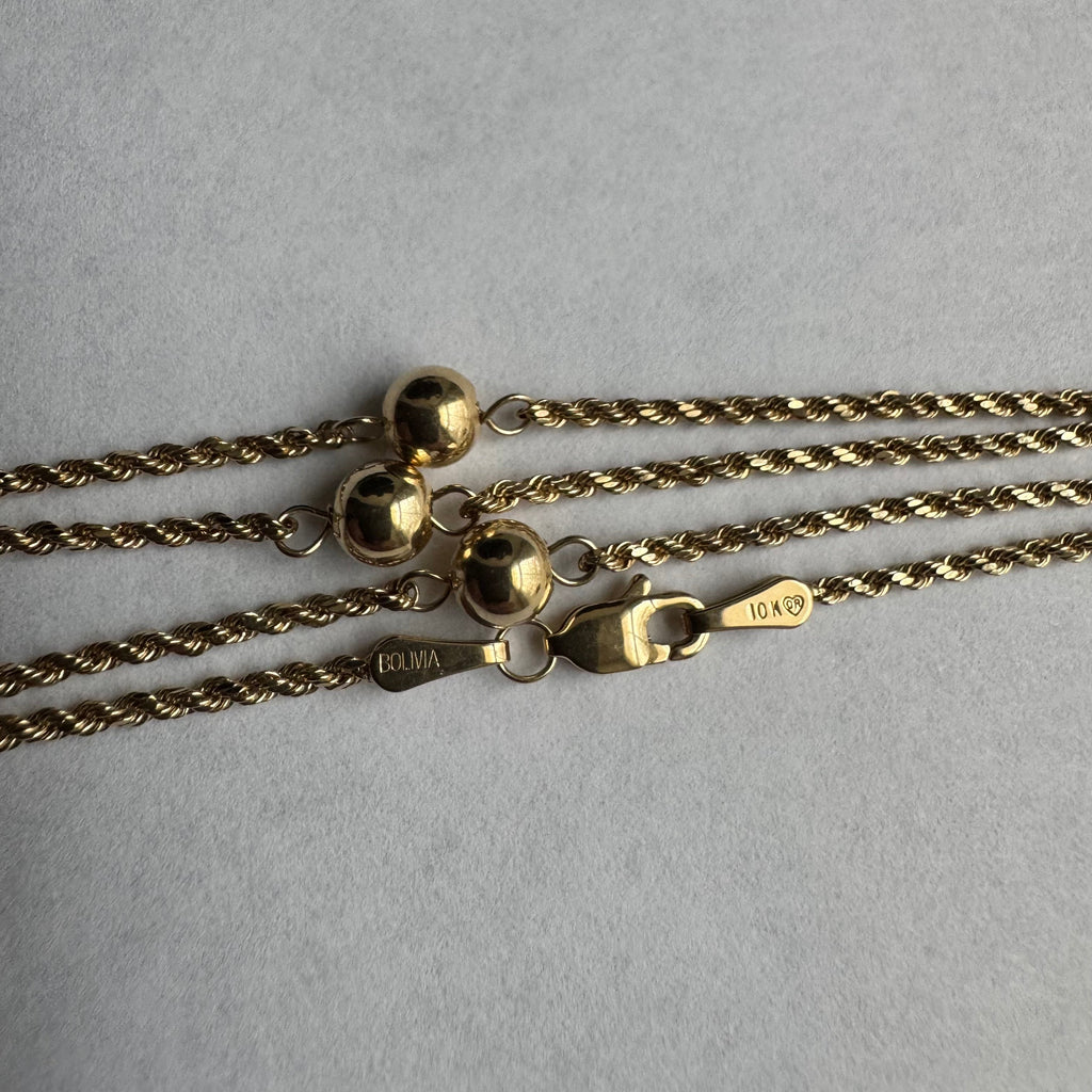 10K Yellow Gold Rope Chain with Bead Accents 54" 1.5MM