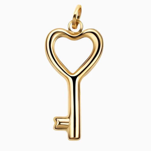 10K Gold Heart Key Pendant