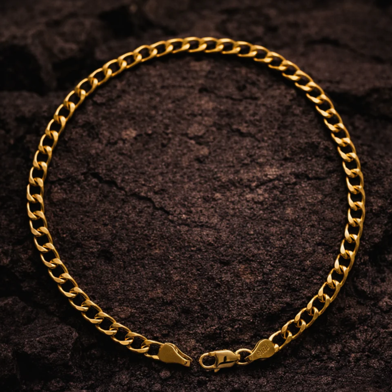 10K Yellow Gold Classic Curb Link Bracelet 7" 3.5MM