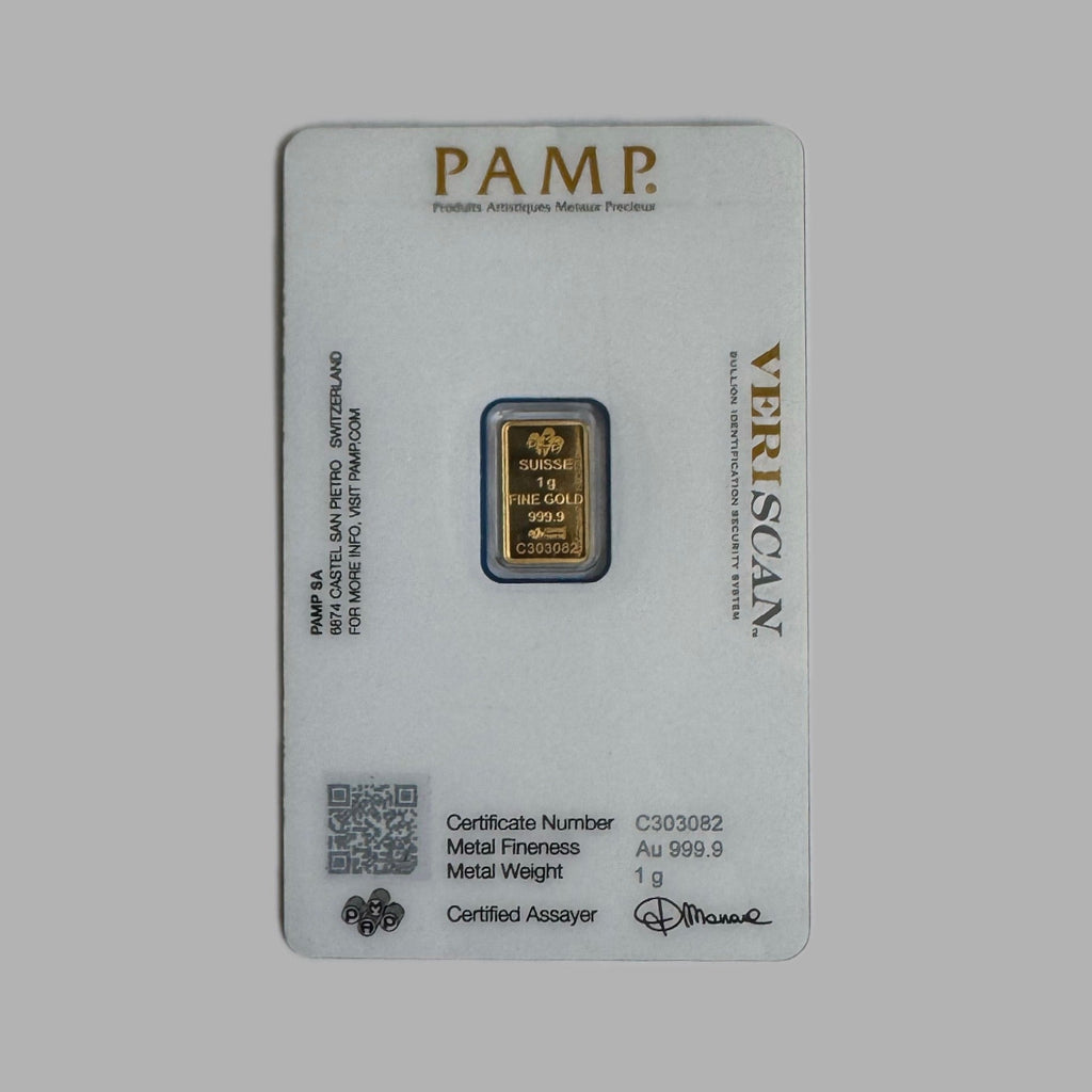 PAMP Suisse 999.9 Fine Gold Veriscan Certified Bar 1G