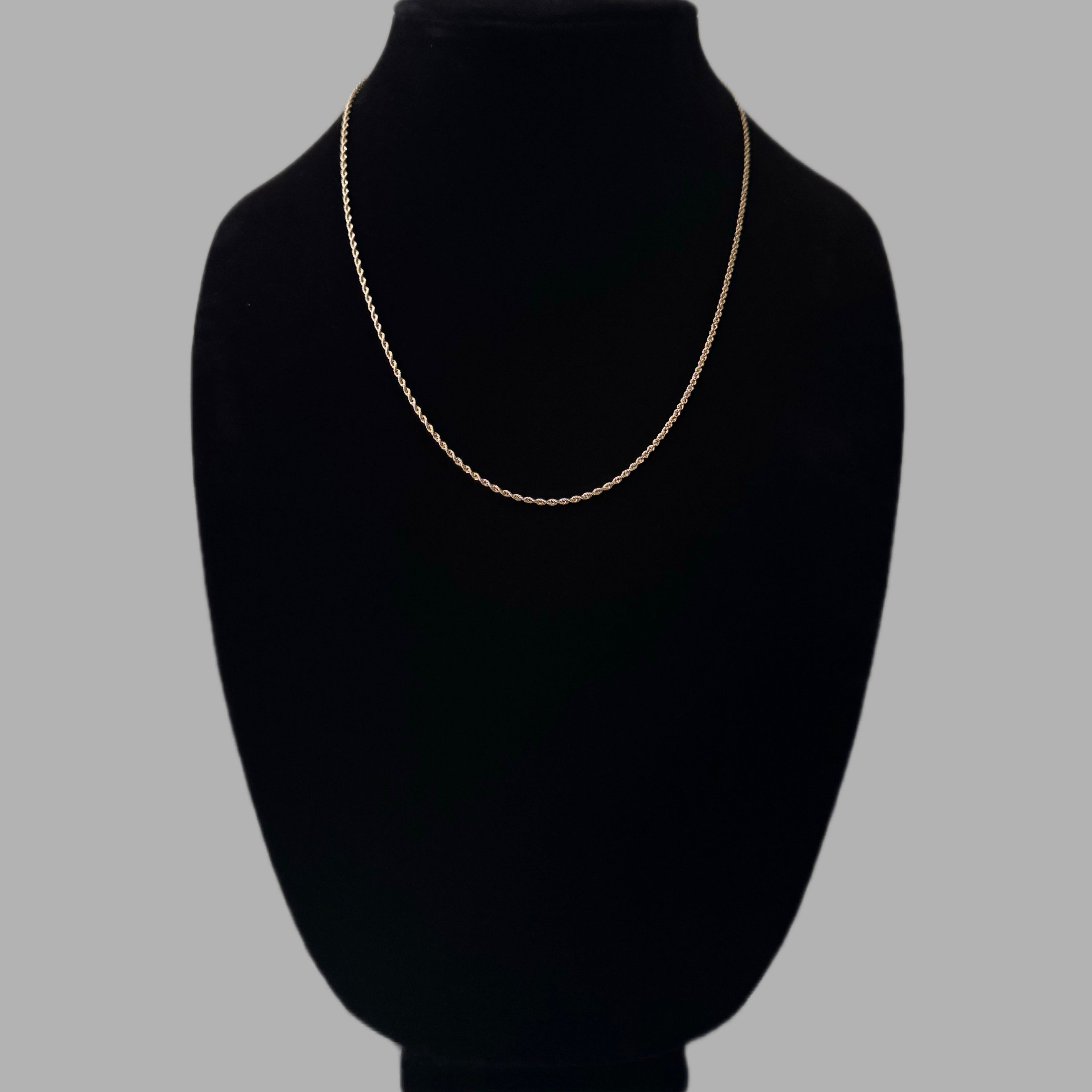 10K Yellow Rope Chain 20” 1.7MM