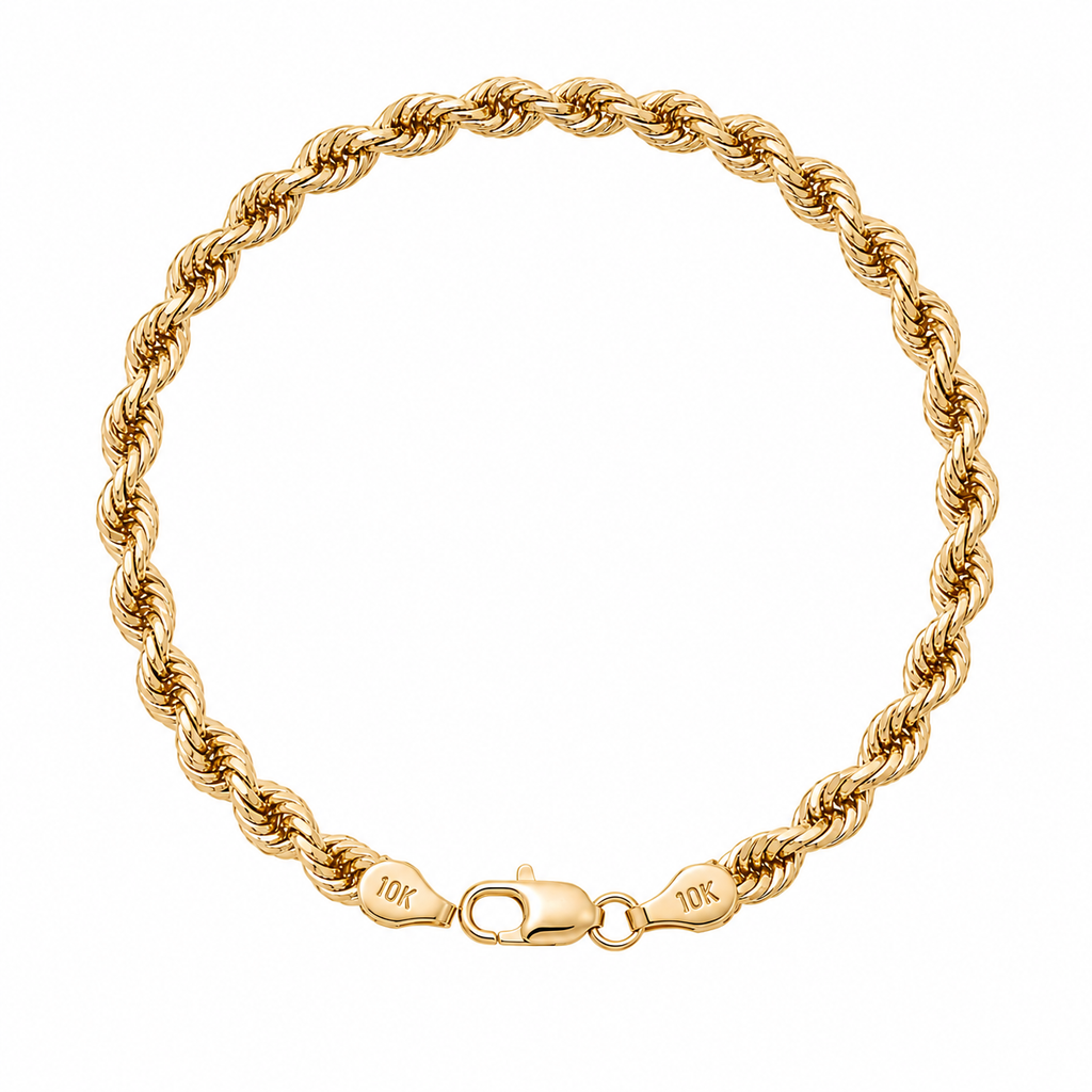10K Yellow Gold Rope Bracelet 8.3" 5.3MM