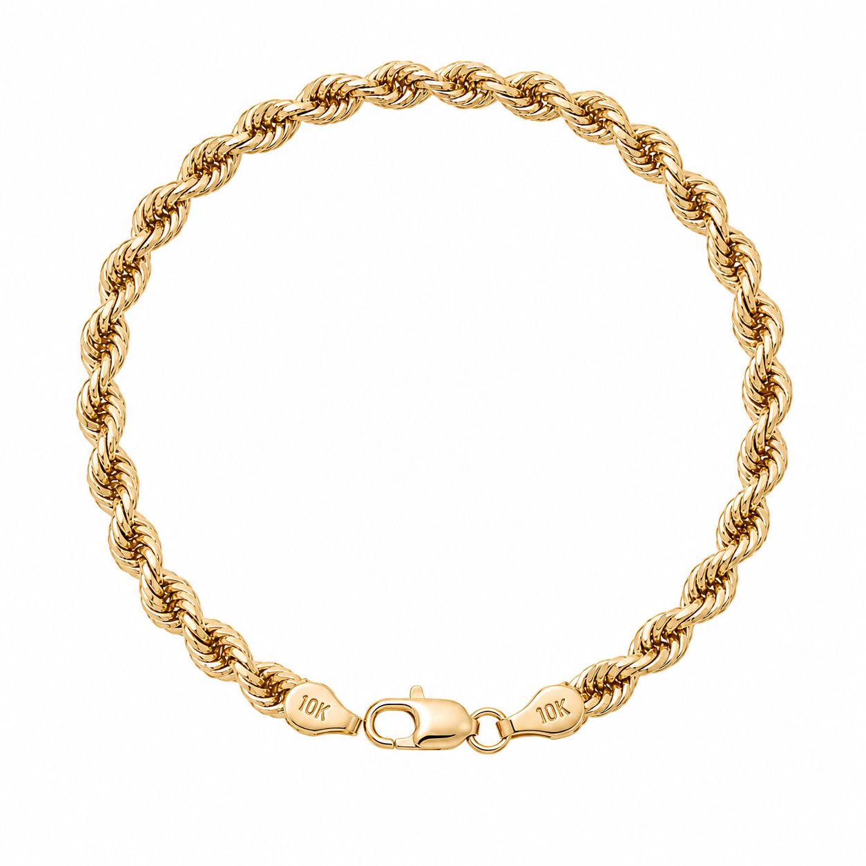 10K Yellow Gold Rope Bracelet 8.3" 5.3MM